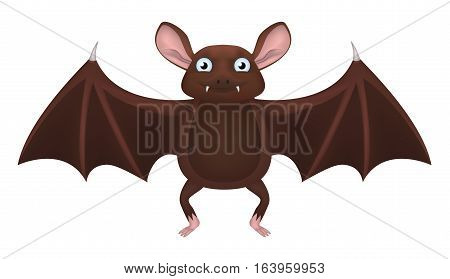 Cute fat brown bat with acute fangs.