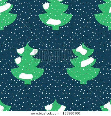 Fir Tree Covered With Snow Seamless Pattern