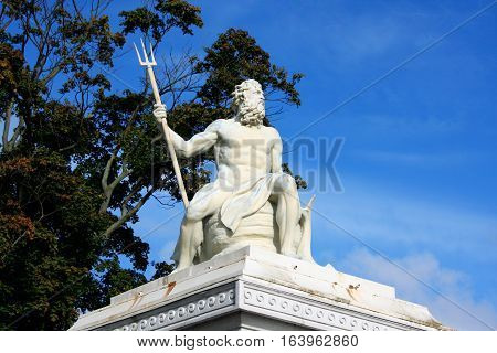Langelinie - Gate and statue next to the Gefion Fountain in Copenhagen. Denmark