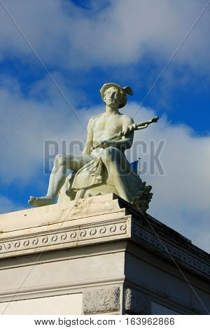Langelinie - Gate and statue next to the Gefion Fountain in Copenhagen. Denmark