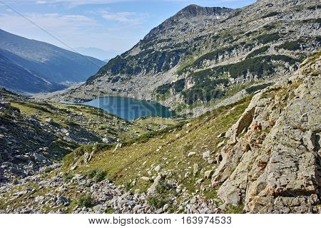 Amazing Landscape with green hils and Mitrovo lake, Pirin Mountain, Bulgaria