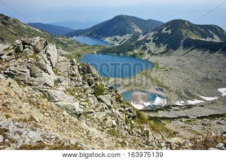 Amazing landscape of Kremenski lakes from Dzhano peak, Pirin Mountain, Bulgaria