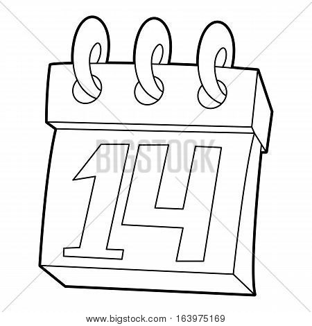 Calendar February 14 icon. Outline illustration of calendar February 14 vector icon for web