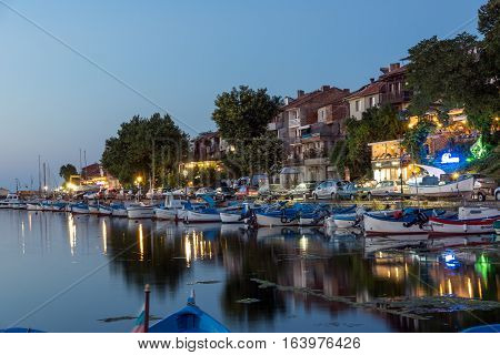 Sozopol, Bulgaria - July 11, 2016: Sunset at the port of Sozopol, Burgas Region, Bulgaria
