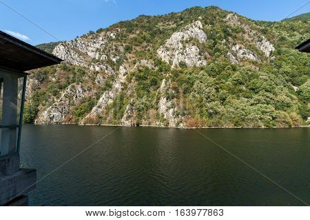 Dam of the Vacha (Antonivanovtsy) Reservoir, Rhodopes Mountain, Bulgaria