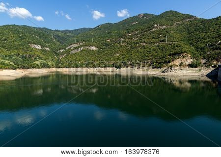 Dam of the Vacha (Antonivanovtsy) Reservoir, Rhodopes Mountain, Bulgaria