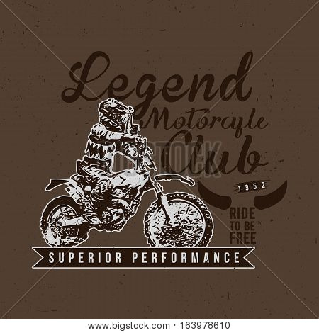 Legend Motorcycles Club Vintage Racers T-Shirt Design. Easy to manipulate, re-size or colorize.