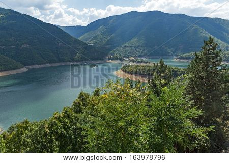 landscape of Meander of Vacha (Antonivanovtsy) Reservoir, Rhodopes Mountain, Bulgaria