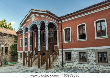 PERUSHTITSA, BULGARIA - SEPTEMBER 4 2016: The building of Danov School from the 19th century, Perushtitsa, Plovdiv Region, Bulgaria