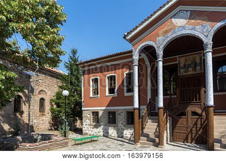 PERUSHTITSA, BULGARIA - SEPTEMBER 4 2016: The building of Danov School from the 19th century, Perushtitsa, Plovdiv Region, Bulgaria