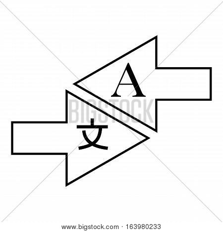 Translation from japanese to english icon. Outline illustration of translation from japanese to english vector icon for web