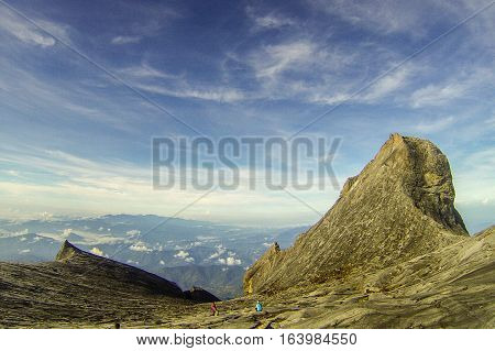 View from top of Low's Peak,4095 meters above sea level of mountain Kinabalu,Sabah,Borneo.Mount Kinabalu is the tallest mountain in Malaysia and the 20th tallest in the World.