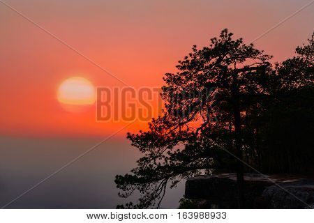 During Sunset On A Cliff At Big Pine.