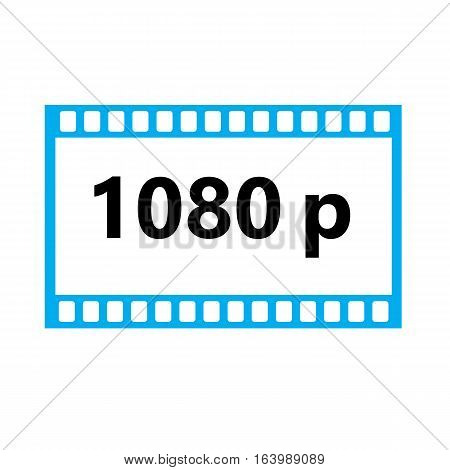 Flat icon of 1080p hd video on white background. 1080p hd video sign.