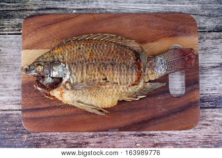 Ready Served Deep Fried Fish ,nile Tiapia, On Butcher Served.