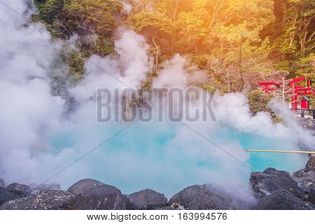 Hot Spring  (hell) Blue Water In Umi-zigoku In Beppu Oita, Japan