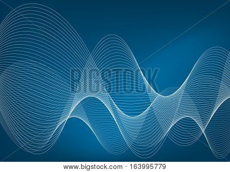 White wavy lines on a blue background