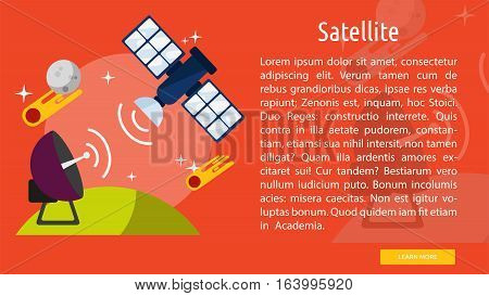 Satellite Conceptual Banner | Great flat illustration concept icon and use for space, universe, galaxy, astrology and much more.