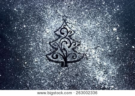 New Year Background. Christmas Background. Abstract Background, Illustration Of Christmas Tree On Bl