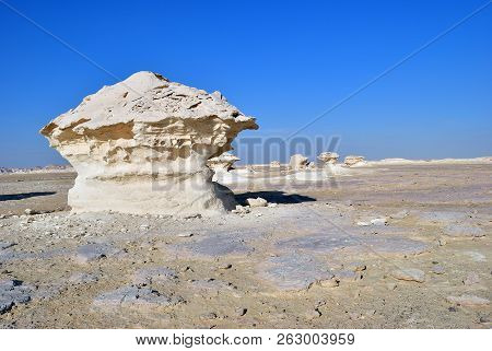 Beautiful Scenery. Abstract Nature Rock Formations Aka Sculptures In Western White Desert, Sahara. E