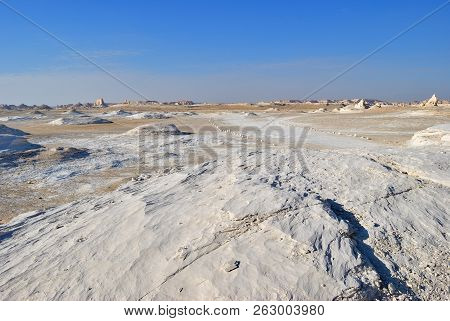 Beautiful Landscape. Western White Desert, Sahara. Egypt. Africa. Aish El-ghorab. The Mushrooms