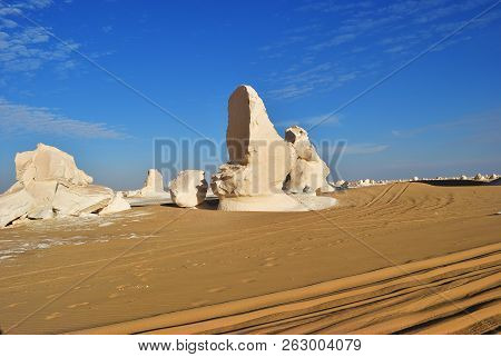 Beautiful Abstract Nature Rock Formations Aka Sculptures In Western White Desert, Sahara. Egypt