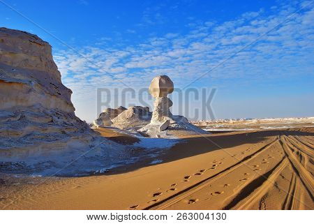 Beautiful Abstract Nature Rock Formations Aka Sculptures In Western White Desert, Sahara. Egypt