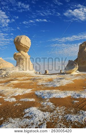 Beautiful Abstract Nature Rock Formations Aka Sculptures In Western White Desert, Sahara. Egypt. Afr