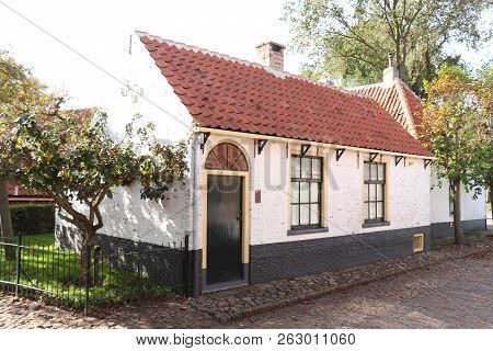 Enkhuizen, The Netherlands - October 12th 2018:  19th Century Fisherman House, Reconstruction In The