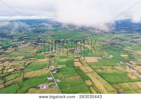 An Aerial View Of The Cloughanover Countyside Near Headford In County Galway, Ireland.