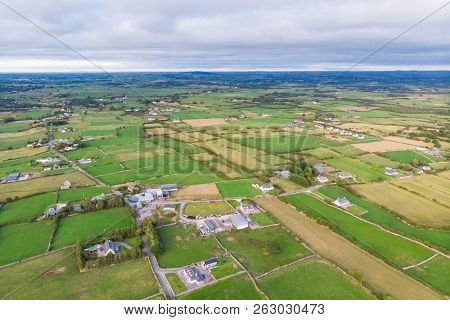 An Aerial View Of The Cloughanover Countyside Near Headford In County Galway, Ireland.