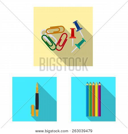 Vector Illustration Of Office And Supply Symbol. Set Of Office And School Vector Icon For Stock.