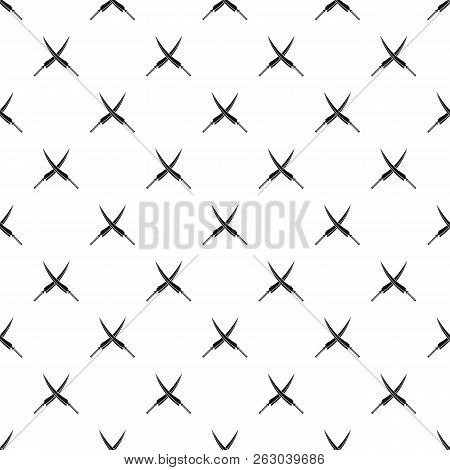 Samurai Swords Pattern Seamless In Simple Style Illustration