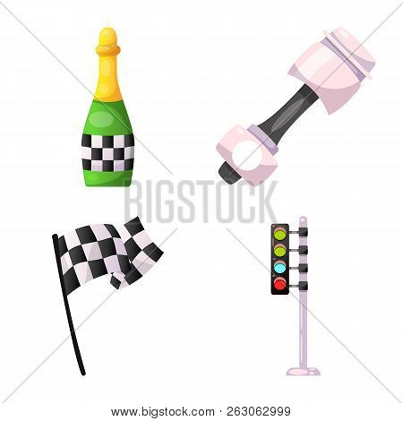 Vector Design Of Car And Rally Symbol. Set Of Car And Race Stock Vector Illustration.