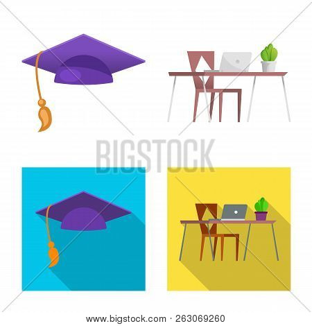 Vector Illustration Of Education And Learning Logo. Collection Of Education And School Vector Icon F