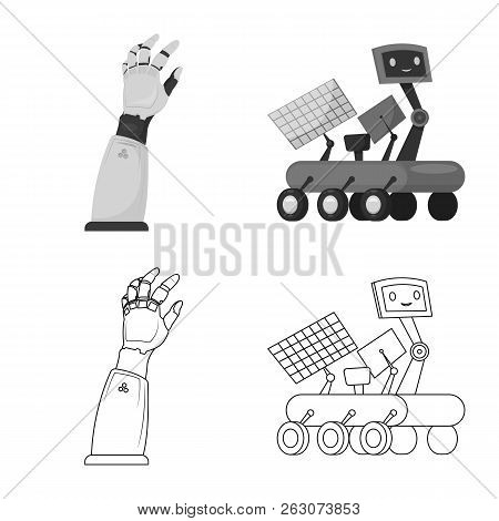 Vector Illustration Of Robot And Factory Icon. Set Of Robot And Space Vector Icon For Stock.