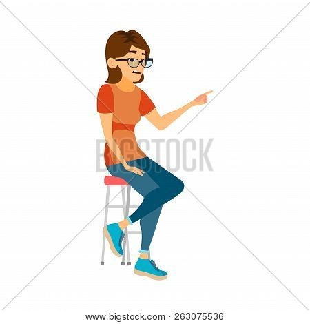 Business Woman Character Vector. Female In Different Poses. Cler