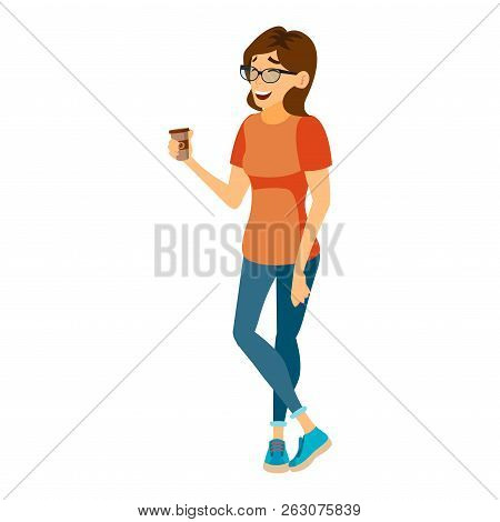 Business Woman Character Vector. Female In Different Poses. Cler