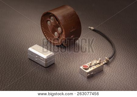 Close Up Shot Of A Antique 1940 Vintage Analog Photography Camera Self-timer, Retro Style Concept.