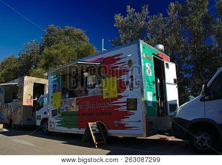 Frankston, Vic / Australia - Oct 13 2018: Portuguese Street Cuisine Food Truck In Festival During Da