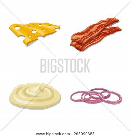 Vector Illustration Of Burger And Sandwich Logo. Set Of Burger And Slice Stock Vector Illustration.