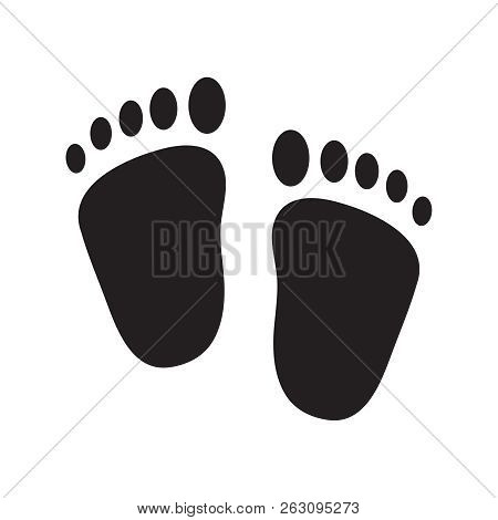 Vector Silhouette Of Baby Footprints. Baby Feet Silhouette.