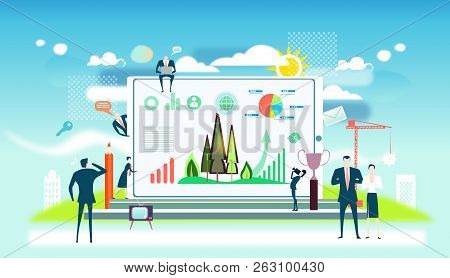 Business People Working Together Towards The Saving National Recourses. Business Concept Illustratio