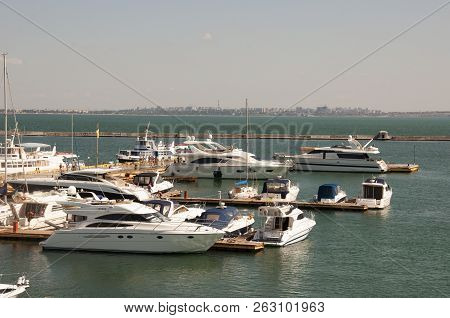 Odessa, South Of Ukraine, The Customs Area, July 10, 2018. Odessa Commercial Sea Port. Beautiful Yaс