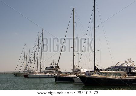 Odessa, South Of Ukraine, The Customs Area, July 10, 2018. Odessa Commercial Sea Port. Beautiful Yaс