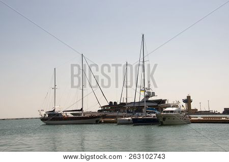 Odessa, South Of Ukraine, The Customs Area, July 10, 2018. Odessa Commercial Sea Port. Beautiful Yaс