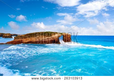 Playa las catedrales Catedrais beach in Ribadeo Galicia of Lugo Spain
