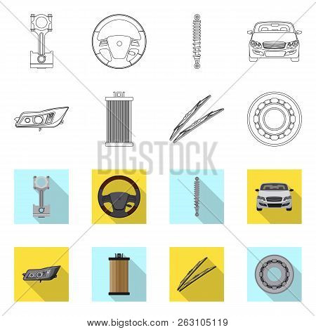 Vector Design Of Auto And Part Sign. Collection Of Auto And Car Stock Vector Illustration.