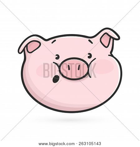 Surprised Emoticon Icon. Emoji Pig Is Surprised.