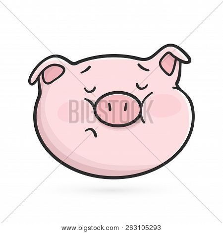 Sad Emoticon Icon. Emoji Pig Is Sad.